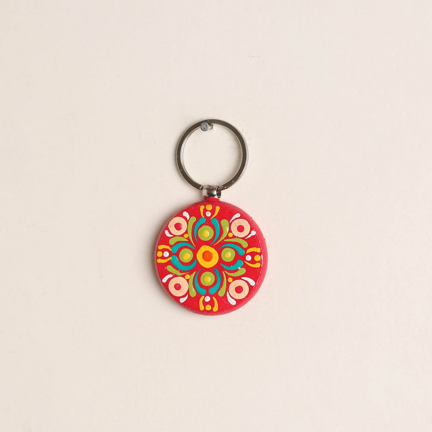 Handpainted Mandala Art Wooden Keychain 55