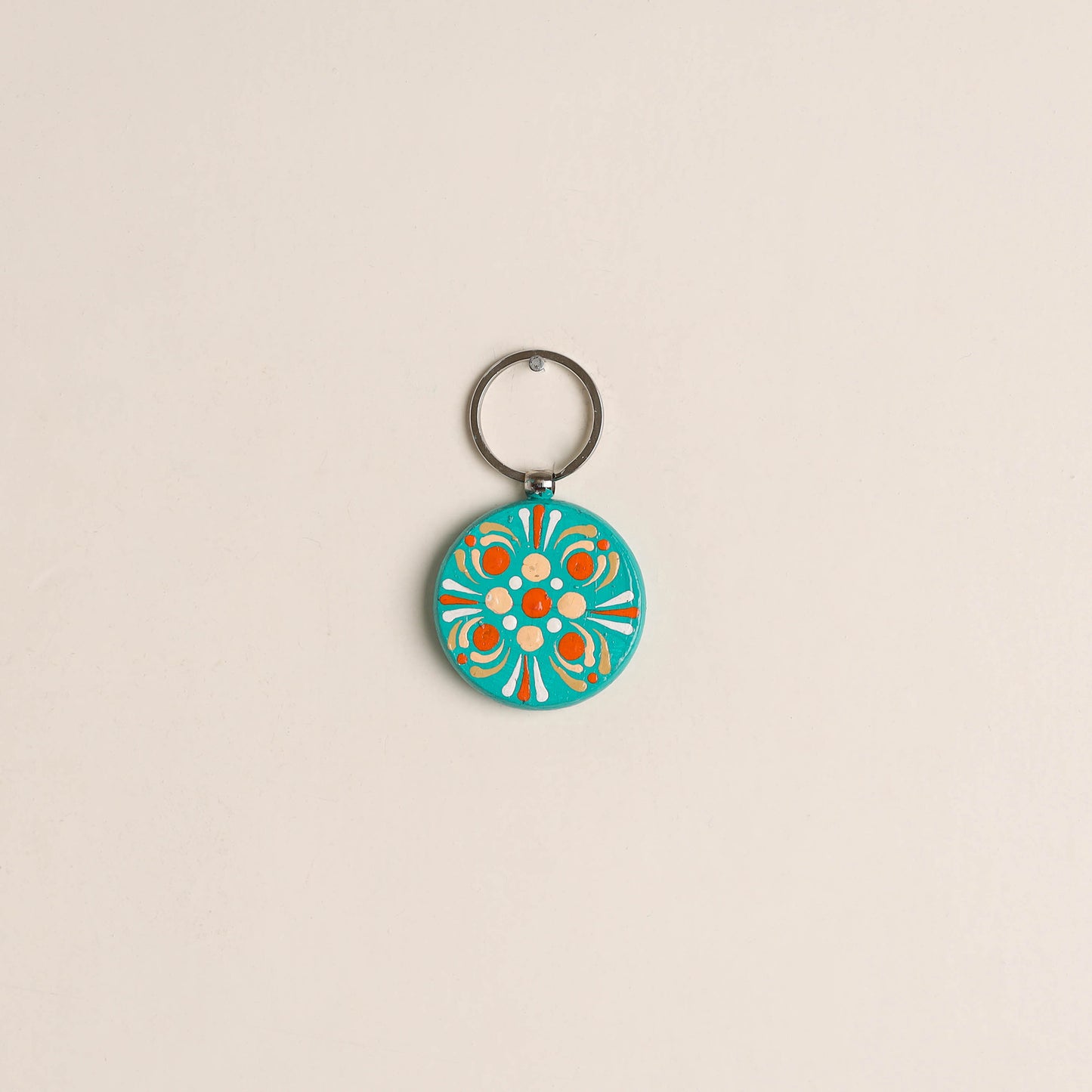 Handpainted Mandala Art Wooden Keychain 56