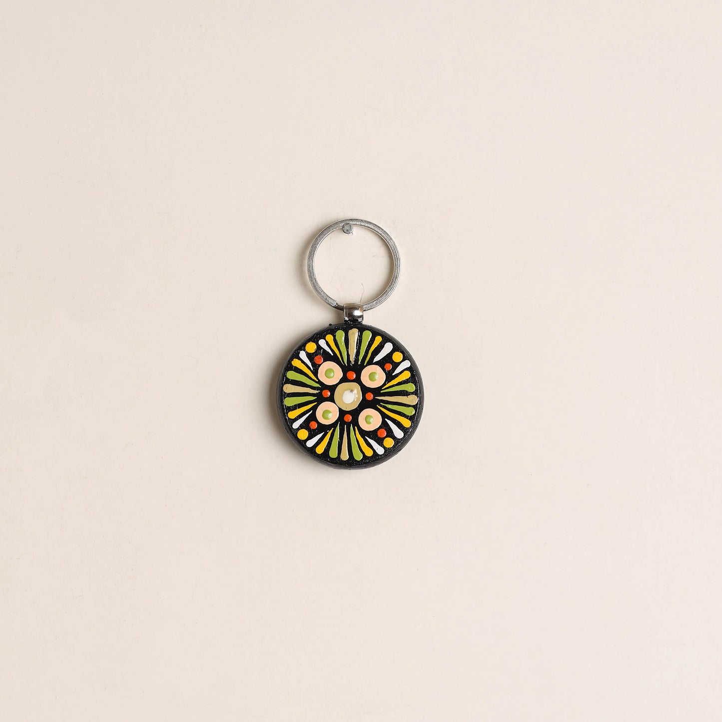 Handpainted Mandala Art Wooden Keychain 57
