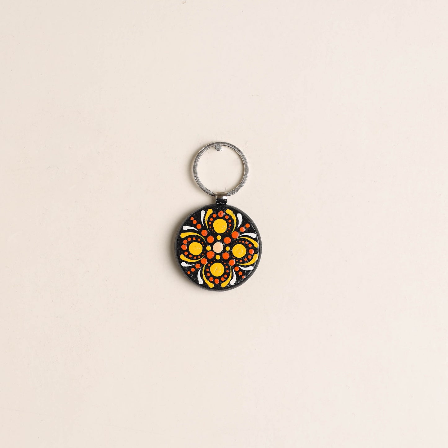 Handpainted Mandala Art Wooden Keychain 58