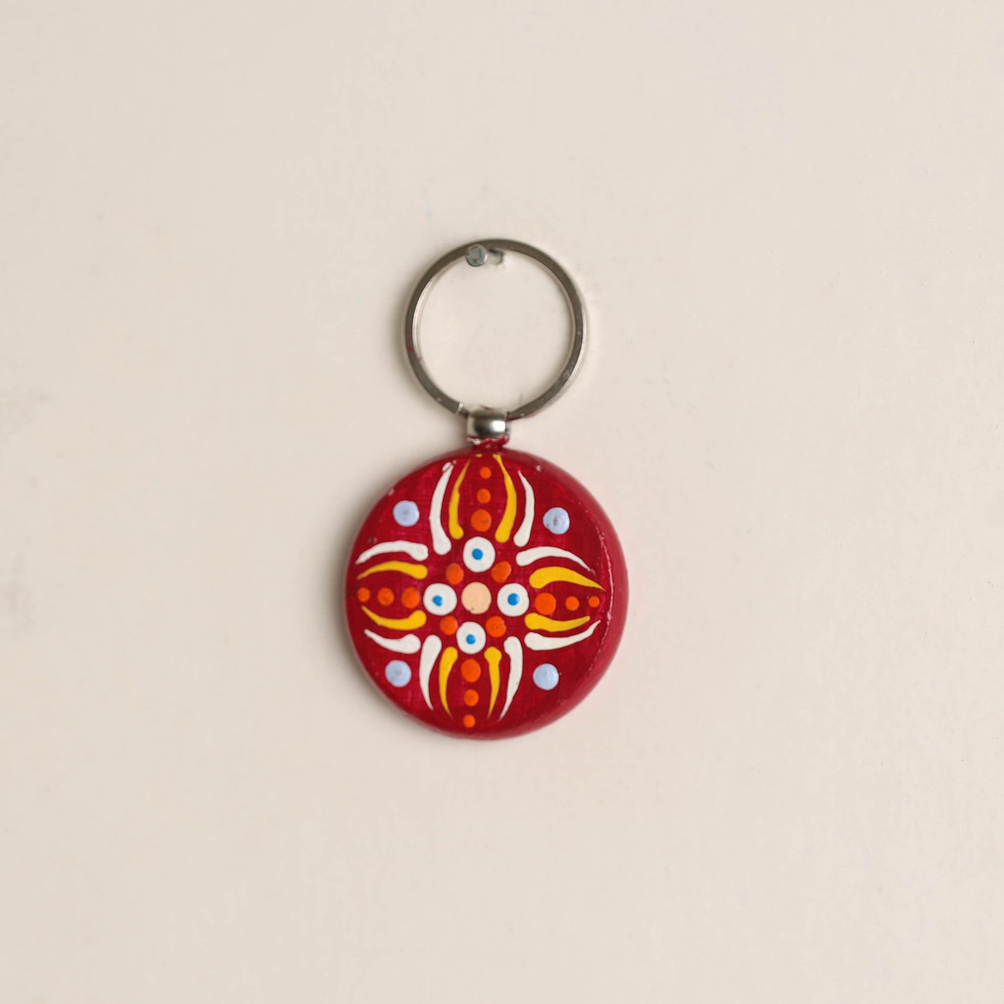 Handpainted Mandala Art Wooden Keychain 59