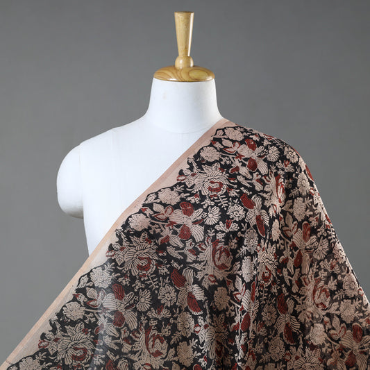 Brown - Bagru Ajrakh Dabu Block Printed Natural Dyed Chanderi Silk Fabric 13