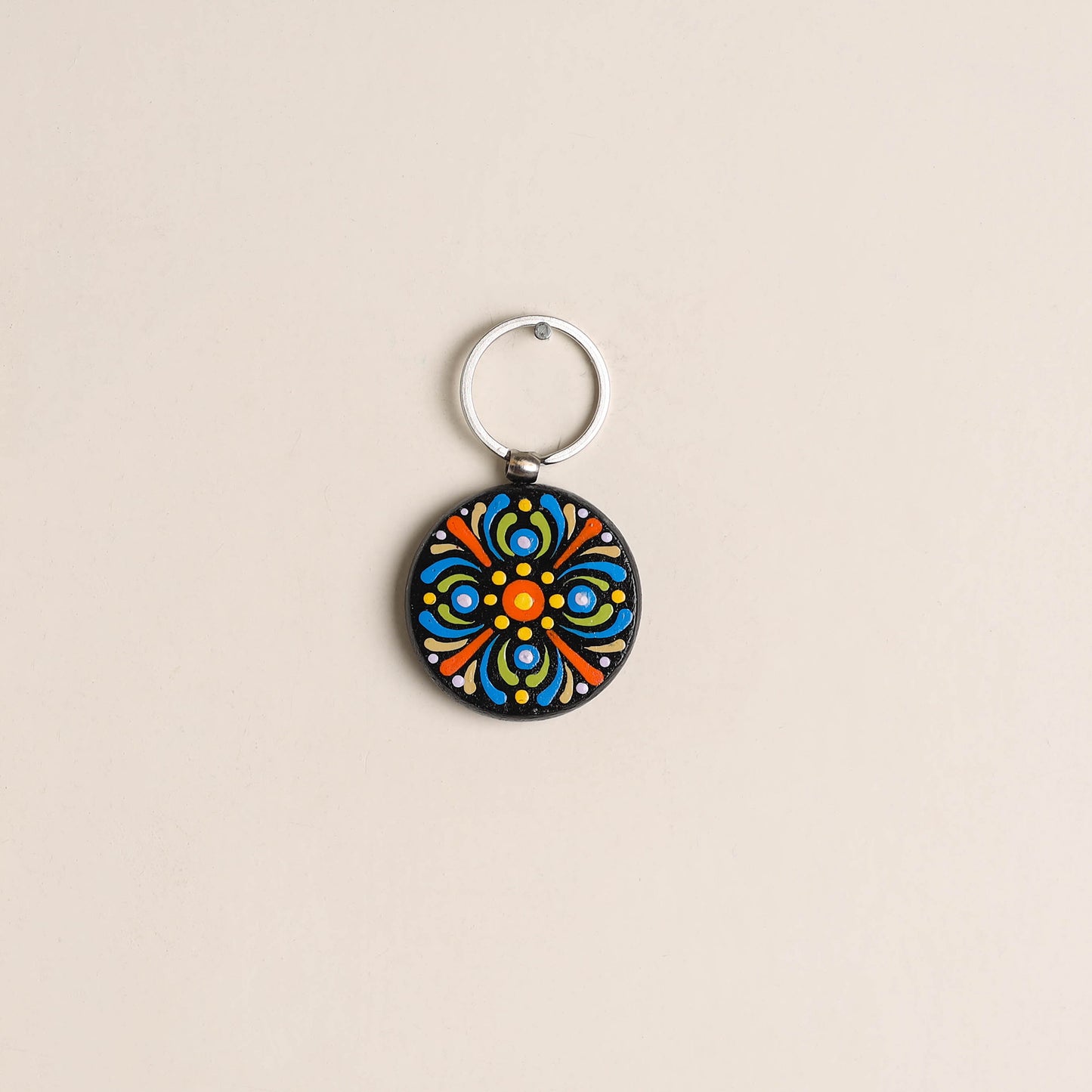 Handpainted Mandala Art Wooden Keychain 64