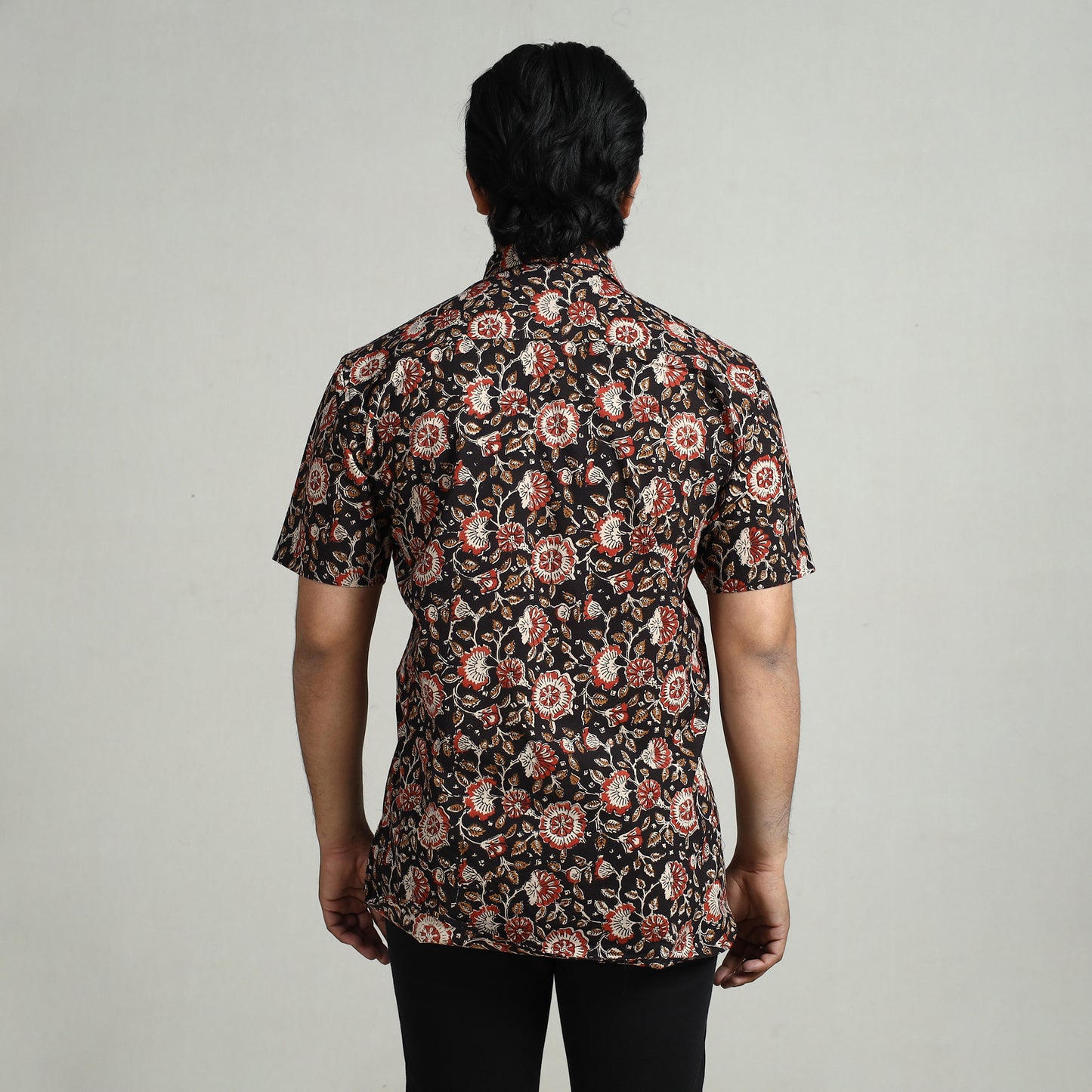 Bagru Block Printed Cotton Men Half Sleeve Shirt