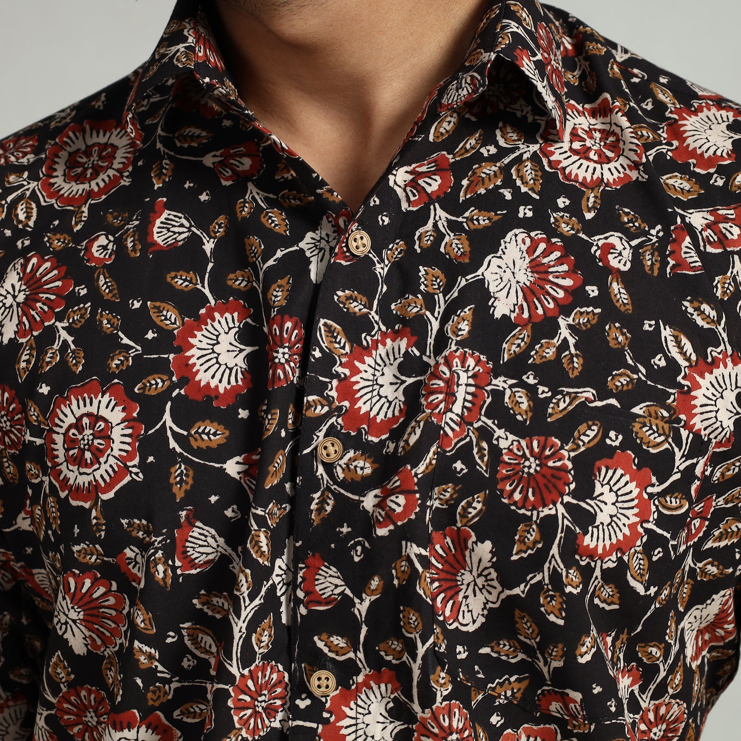 Bagru Block Printed Cotton Men Half Sleeve Shirt