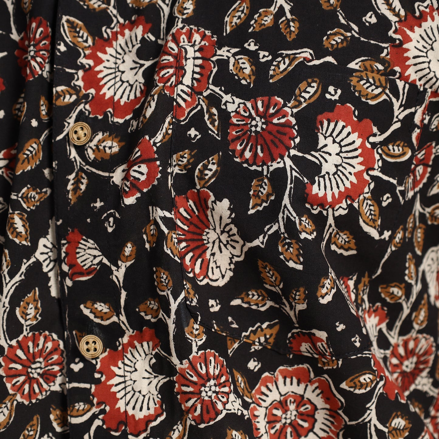 Bagru Block Printed Cotton Men Half Sleeve Shirt