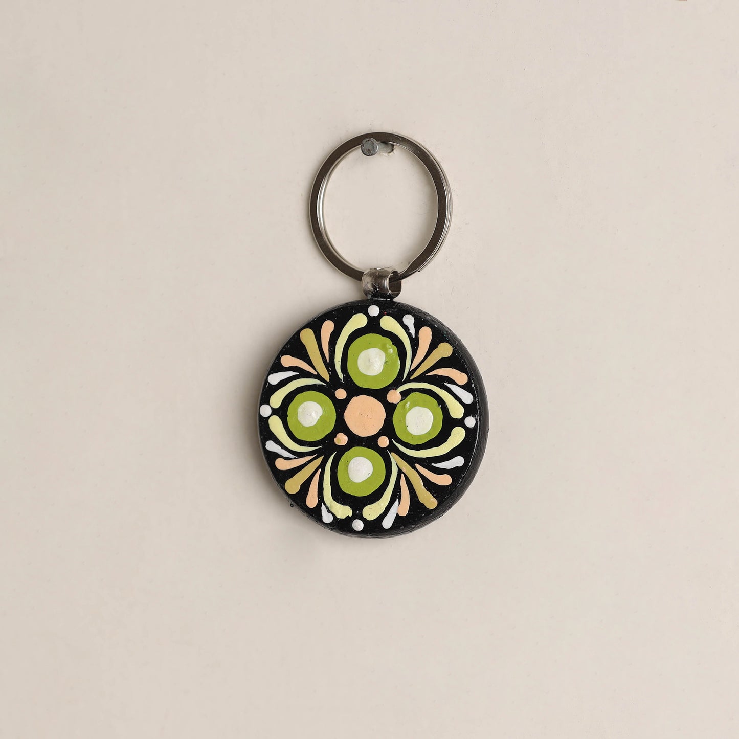 Handpainted Mandala Art Wooden Keychain 69