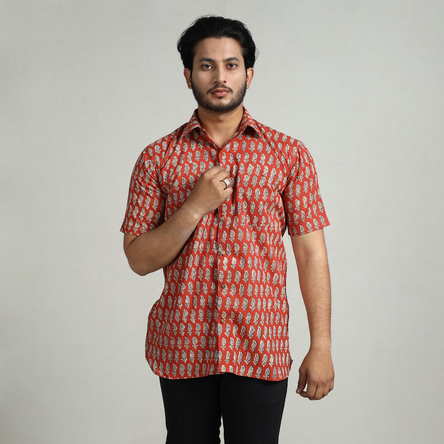 Buy Bagru Block Printed Cotton Men Half Sleeve Shirt Online at iTokri.com
