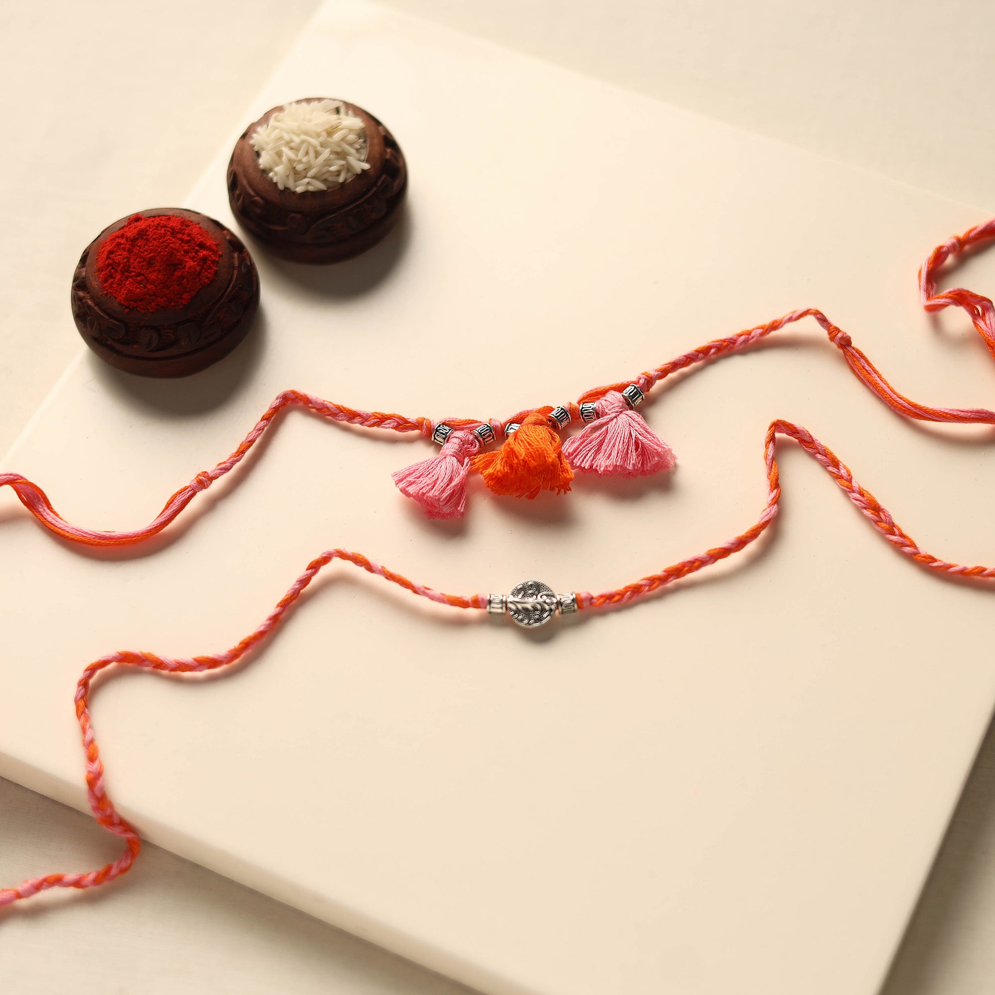 Handmade German Silver Rakhi & Lumba Set 347