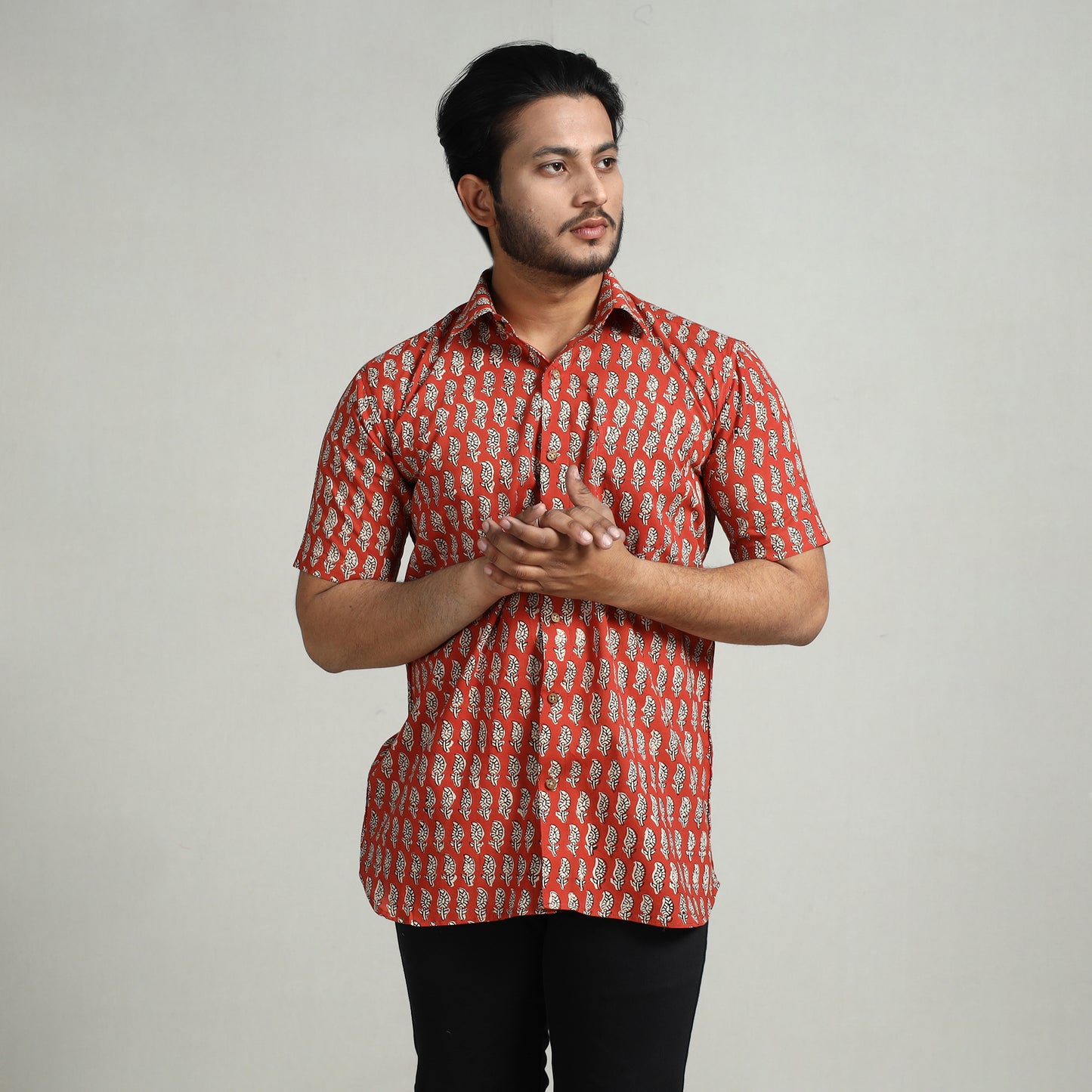 Buy Bagru Block Printed Cotton Men Half Sleeve Shirt Online at iTokri.com