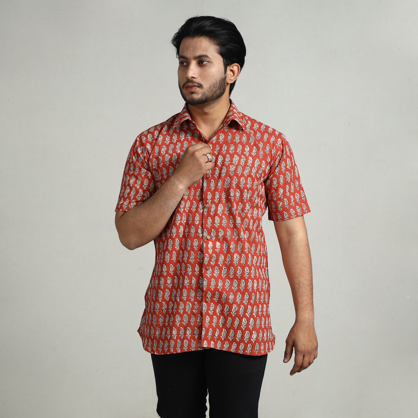 Buy Bagru Block Printed Cotton Men Half Sleeve Shirt Online at iTokri.com