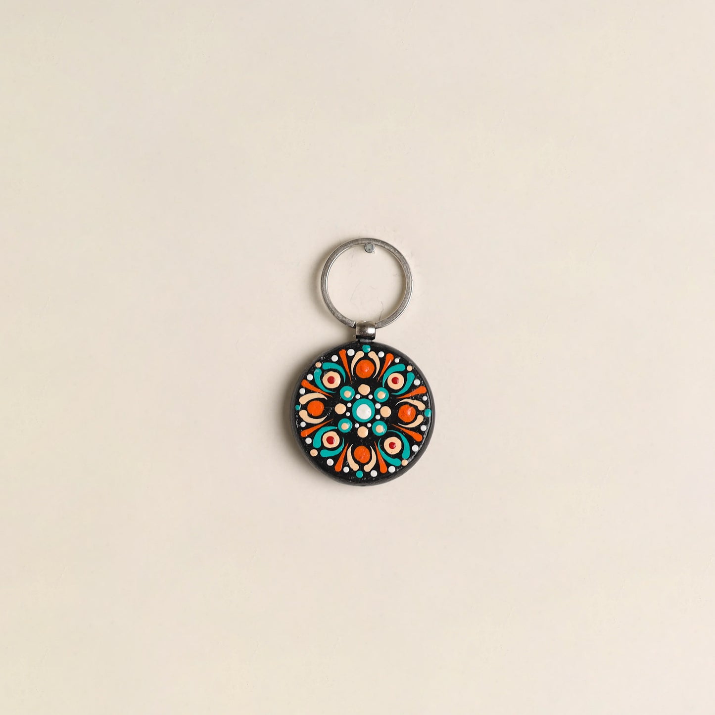 Handpainted Mandala Art Wooden Keychain 74