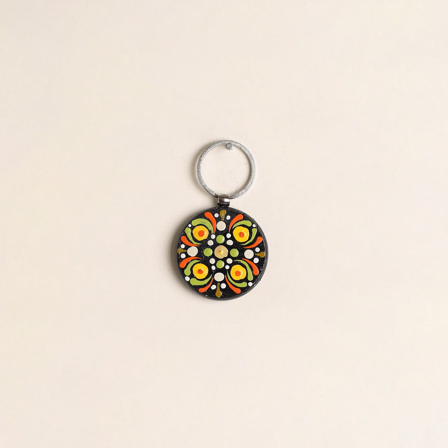 Handpainted Mandala Art Wooden Keychain 76