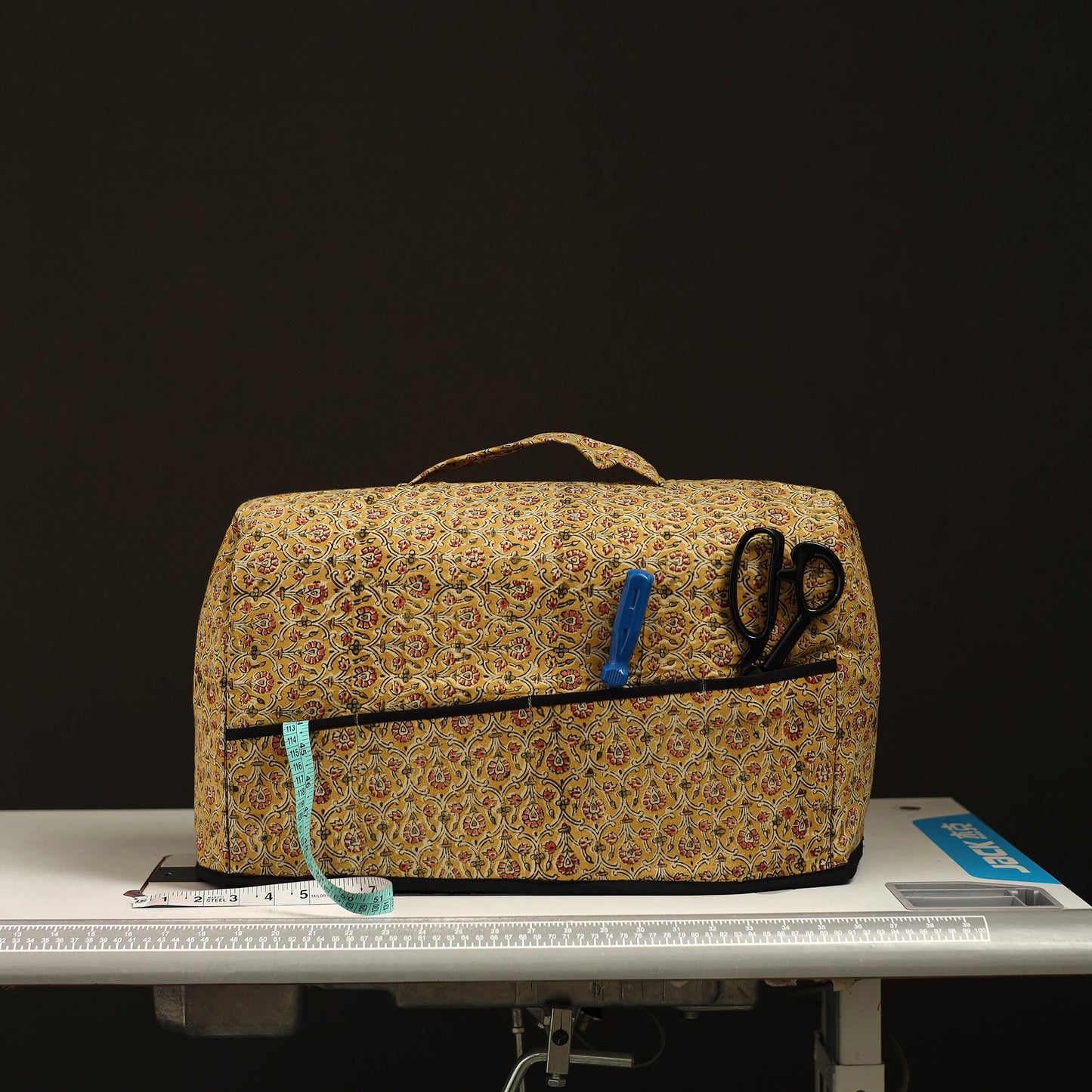 Yellow Handcrafted Cotton Sewing Machine Cover