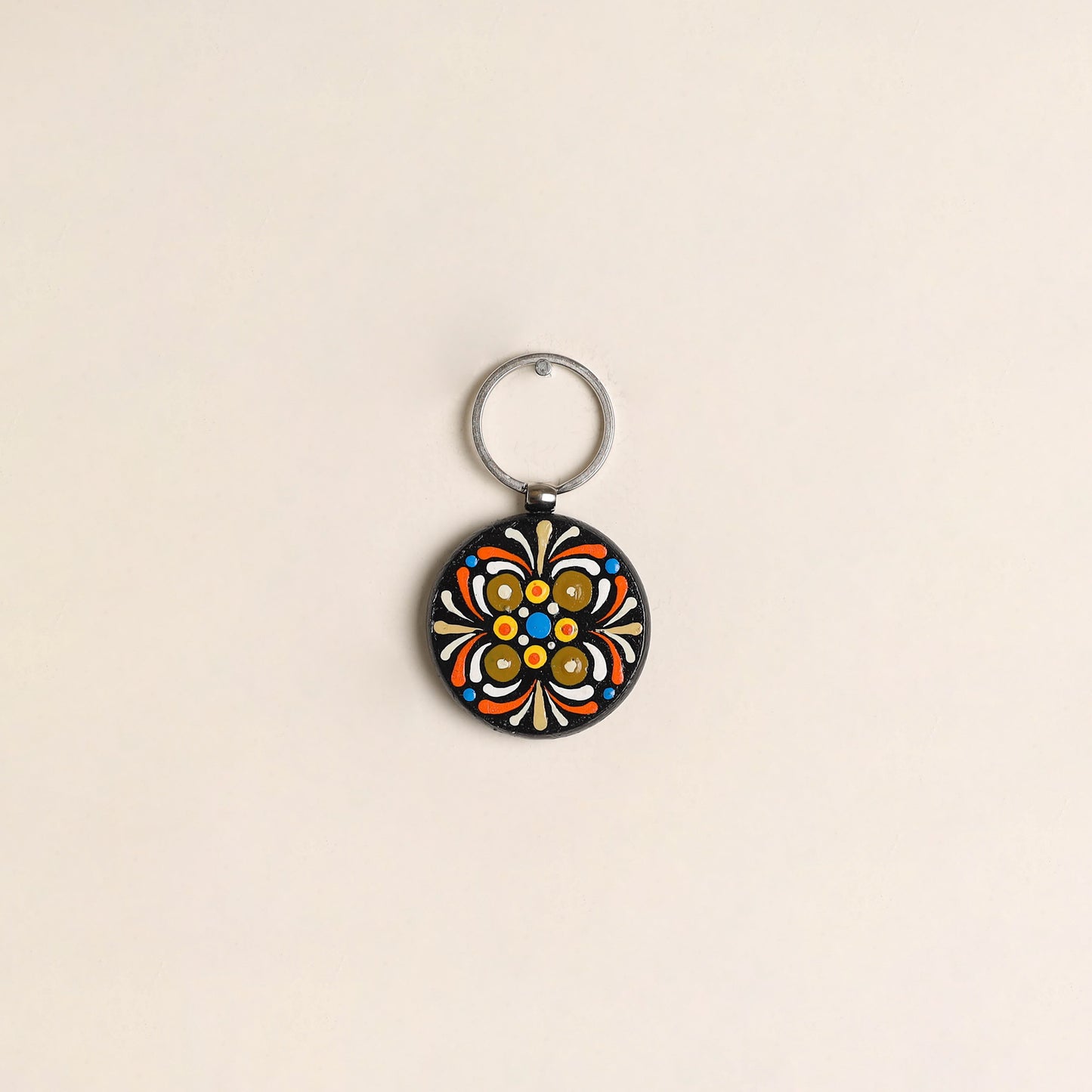 Handpainted Mandala Art Wooden Keychain 77