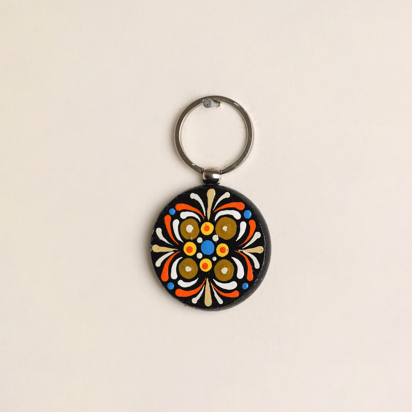 Handpainted Mandala Art Wooden Keychain 77