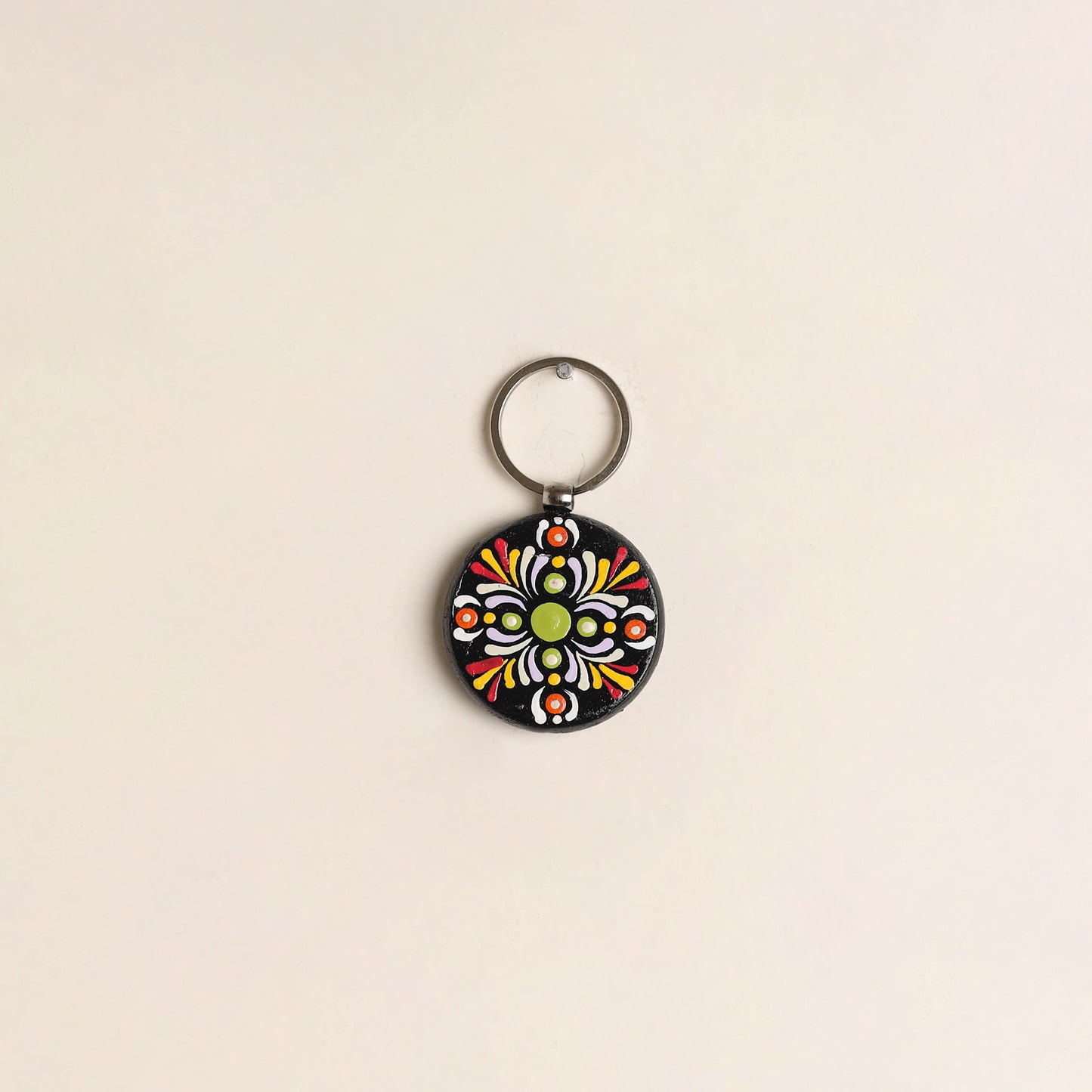 Handpainted Mandala Art Wooden Keychain 78