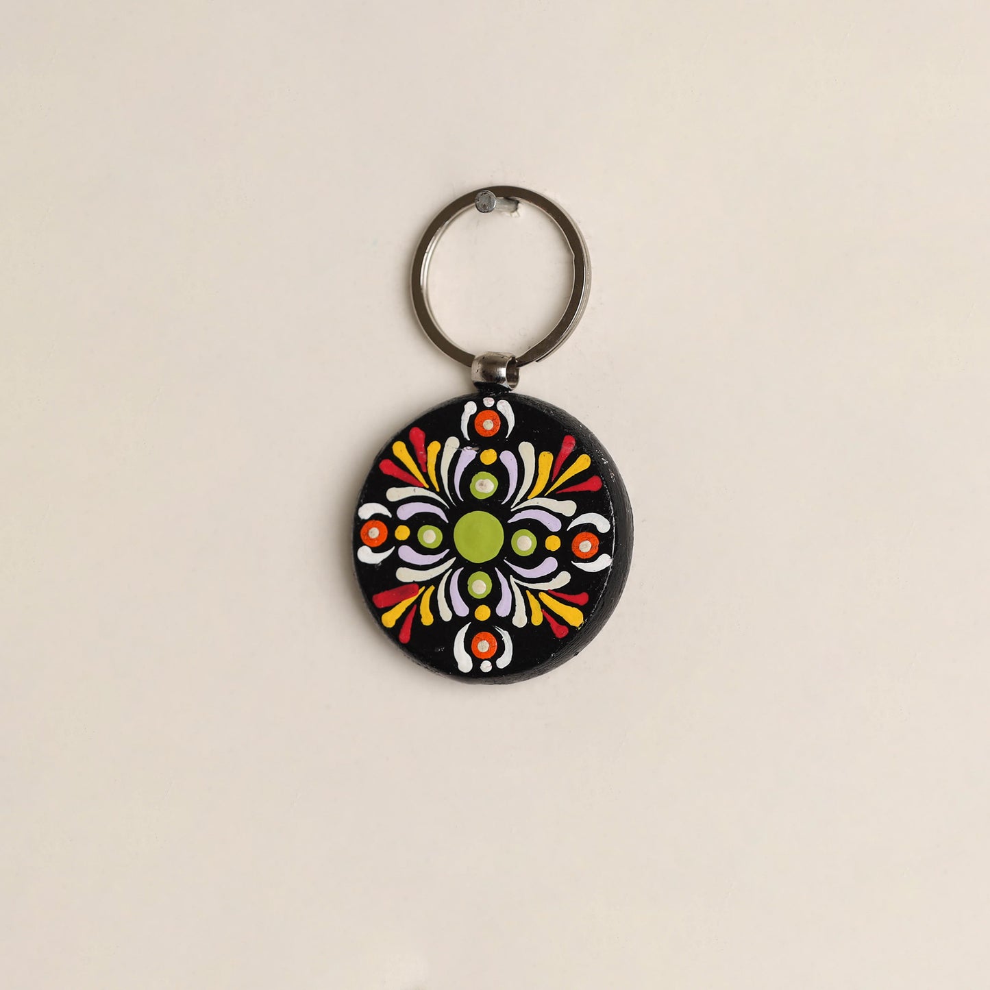 Handpainted Mandala Art Wooden Keychain 78