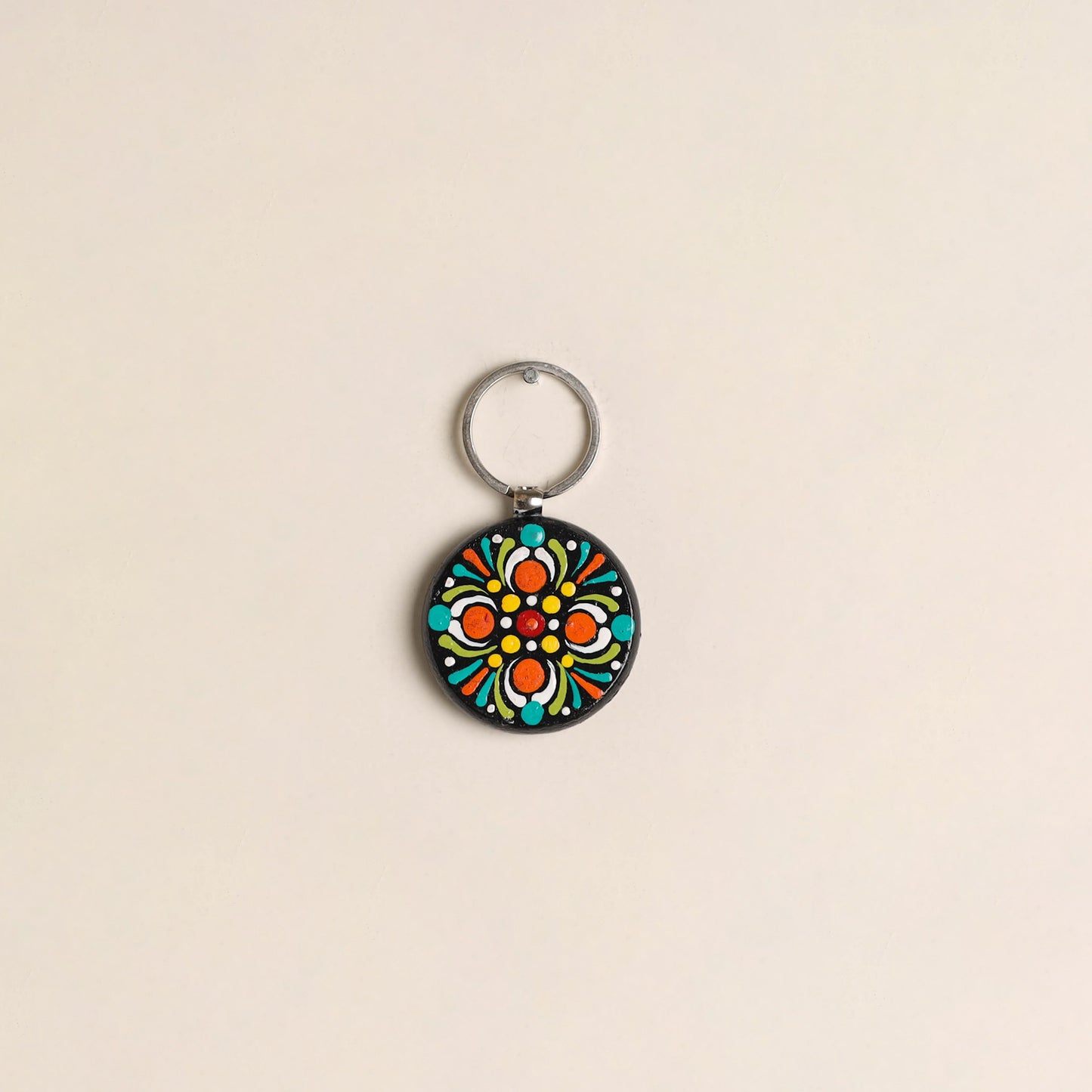Handpainted Mandala Art Wooden Keychain 79