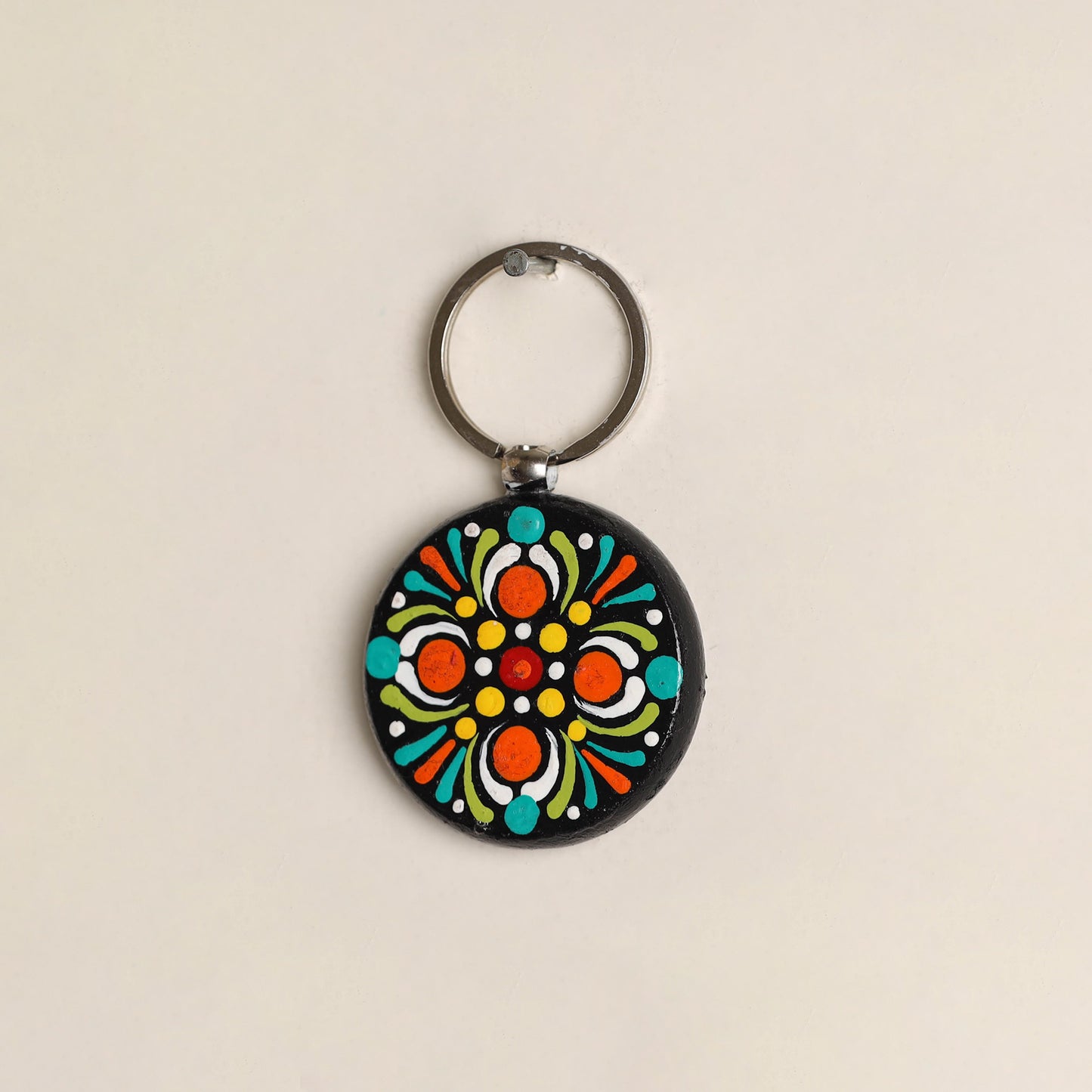 Handpainted Mandala Art Wooden Keychain 79