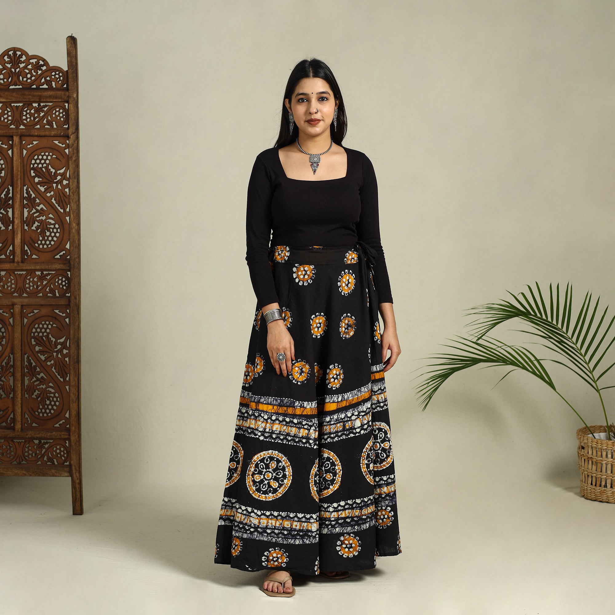 Red - Running Stitch Cotton Palazzo by iTokri Casuals