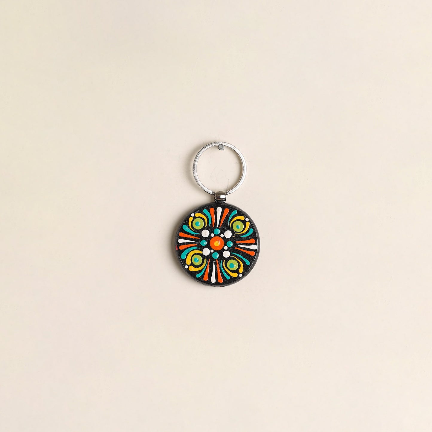 Handpainted Mandala Art Wooden Keychain 81