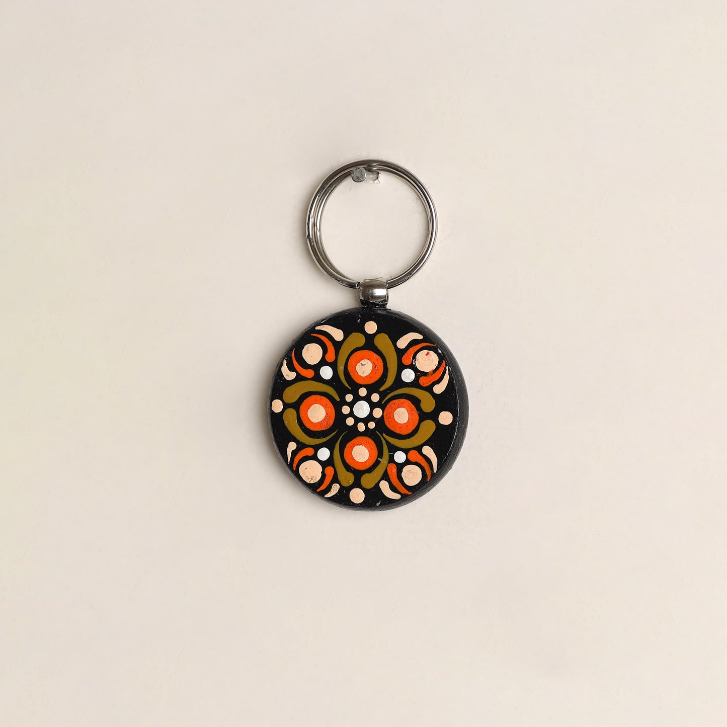 Handpainted Mandala Art Wooden Keychain 83