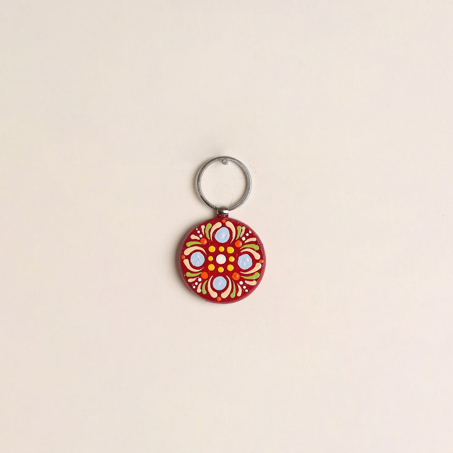 Handpainted Mandala Art Wooden Keychain 86