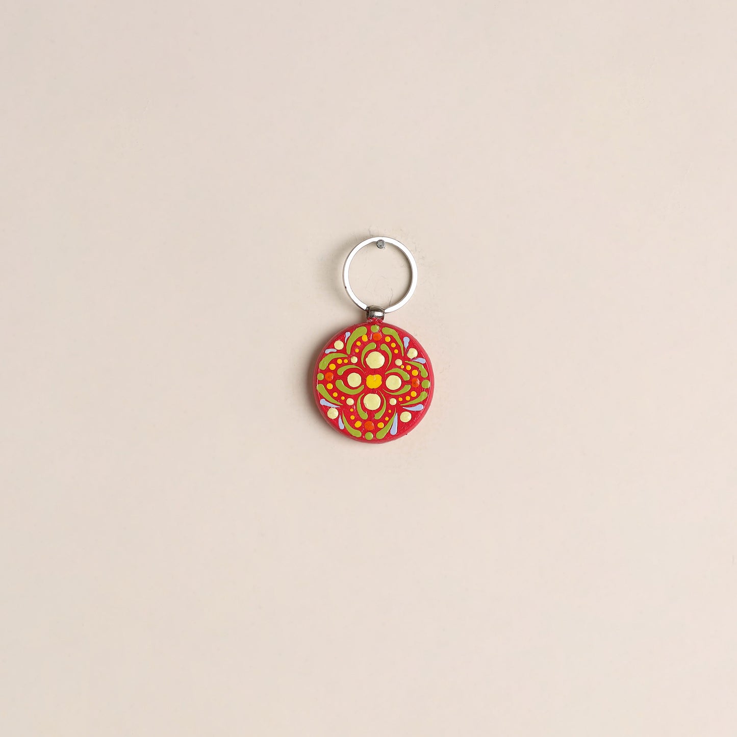 Handpainted Mandala Art Wooden Keychain 48