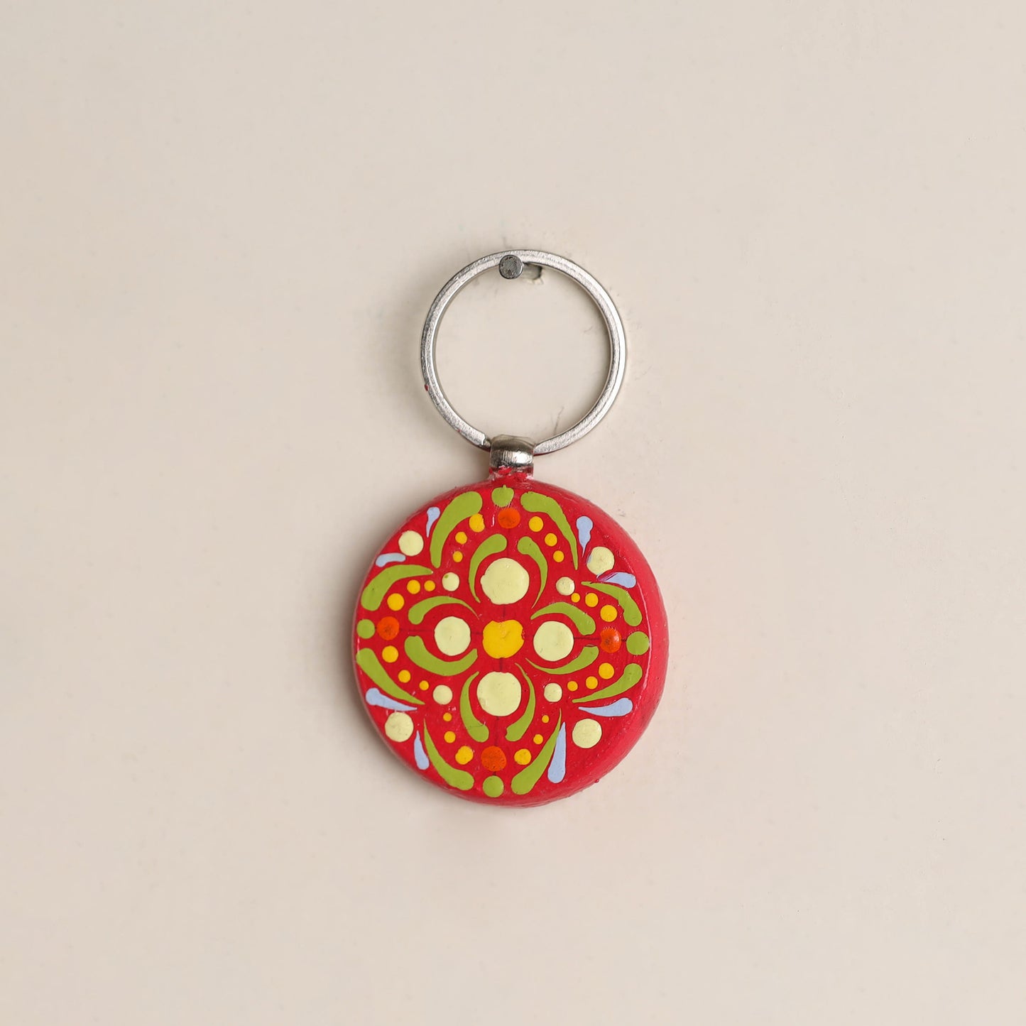 Handpainted Mandala Art Wooden Keychain 48