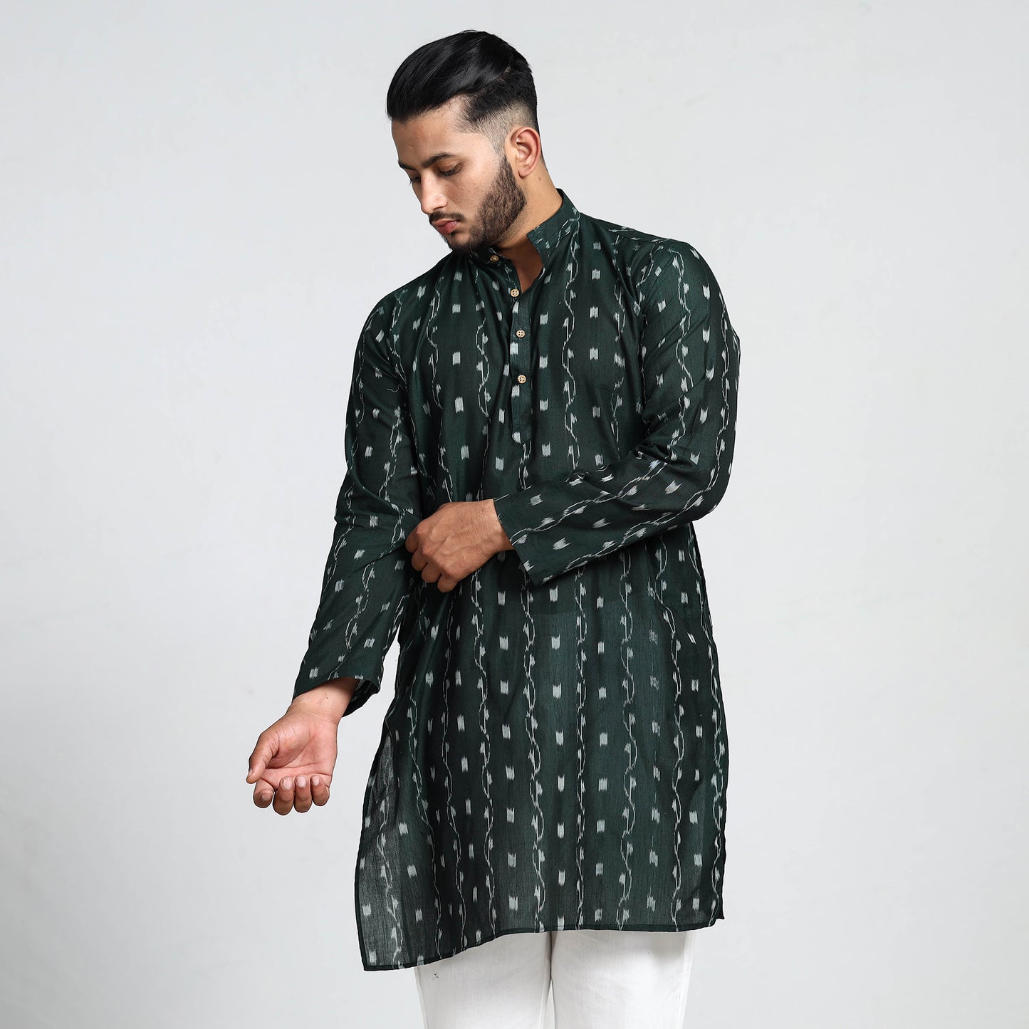 Buy Sambalpuri Ikat Weave Cotton Men Long Kurta Online at iTokri.com