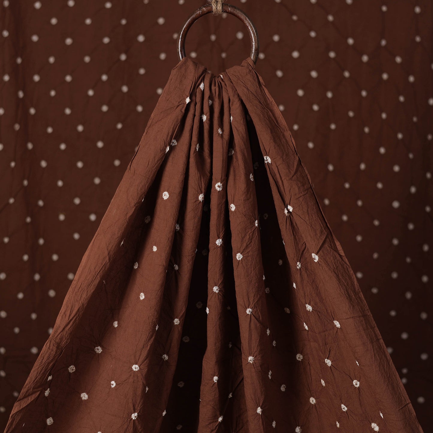 Brown - Kutch Bandhani Tie-Dye Pure Mul Cotton Fabric 35