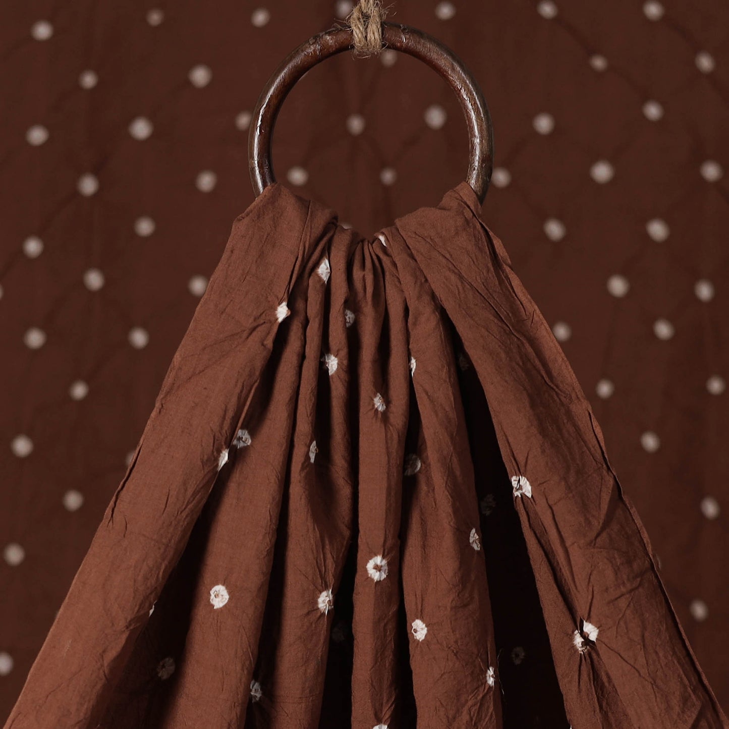 Brown - Kutch Bandhani Tie-Dye Pure Mul Cotton Fabric 35
