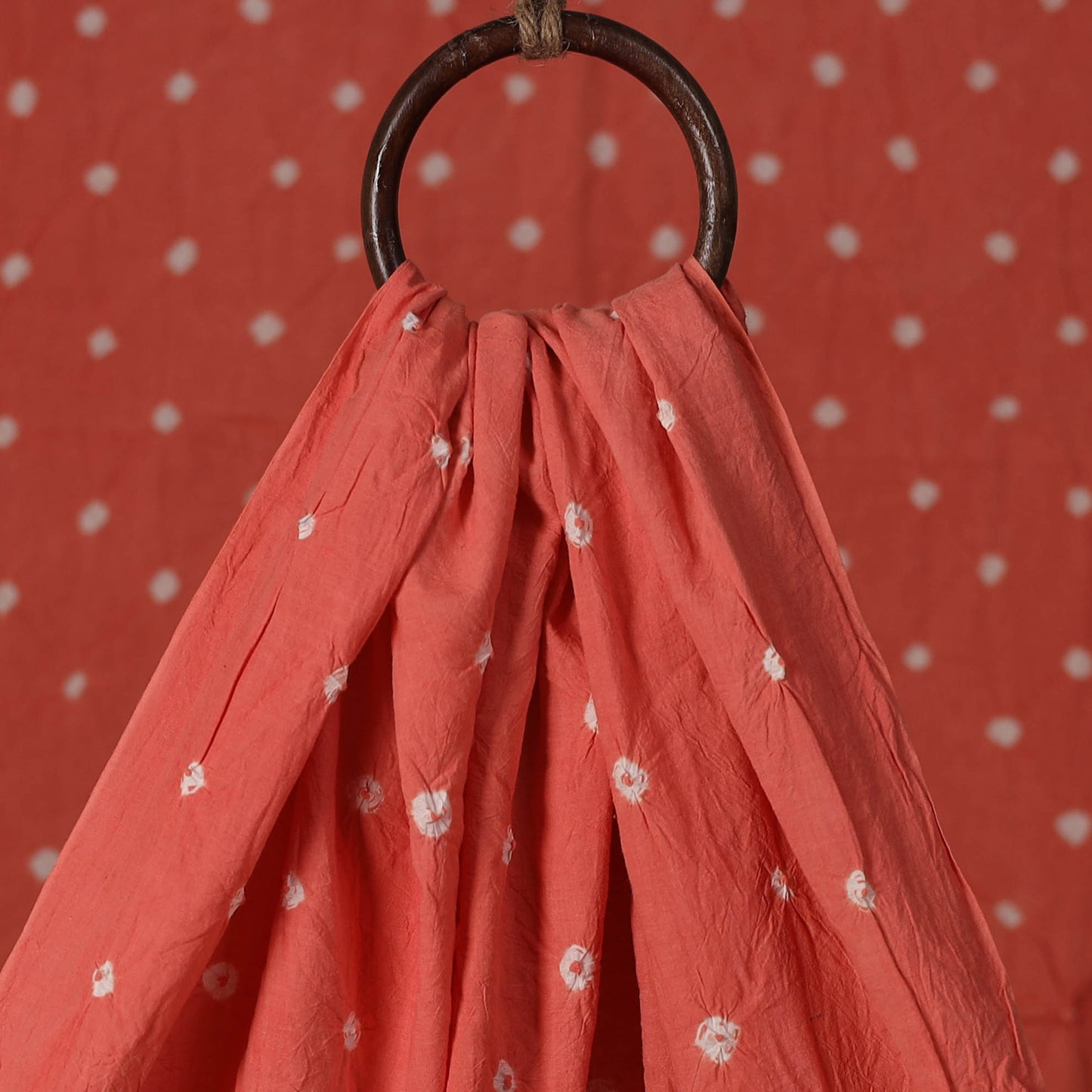 Peach - Kutch Bandhani Tie-Dye Pure Mul Cotton Fabric 34