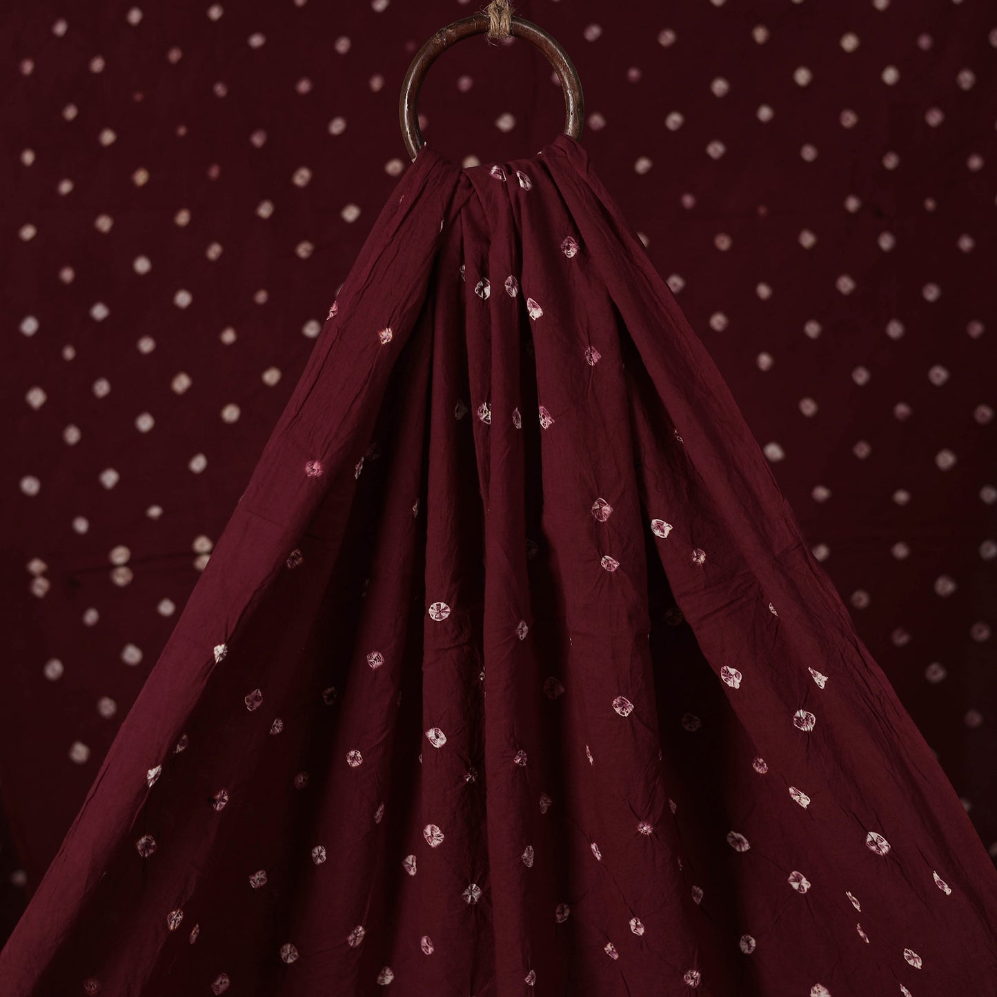 Maroon - Kutch Bandhani Tie-Dye Pure Mul Cotton Fabric 30
