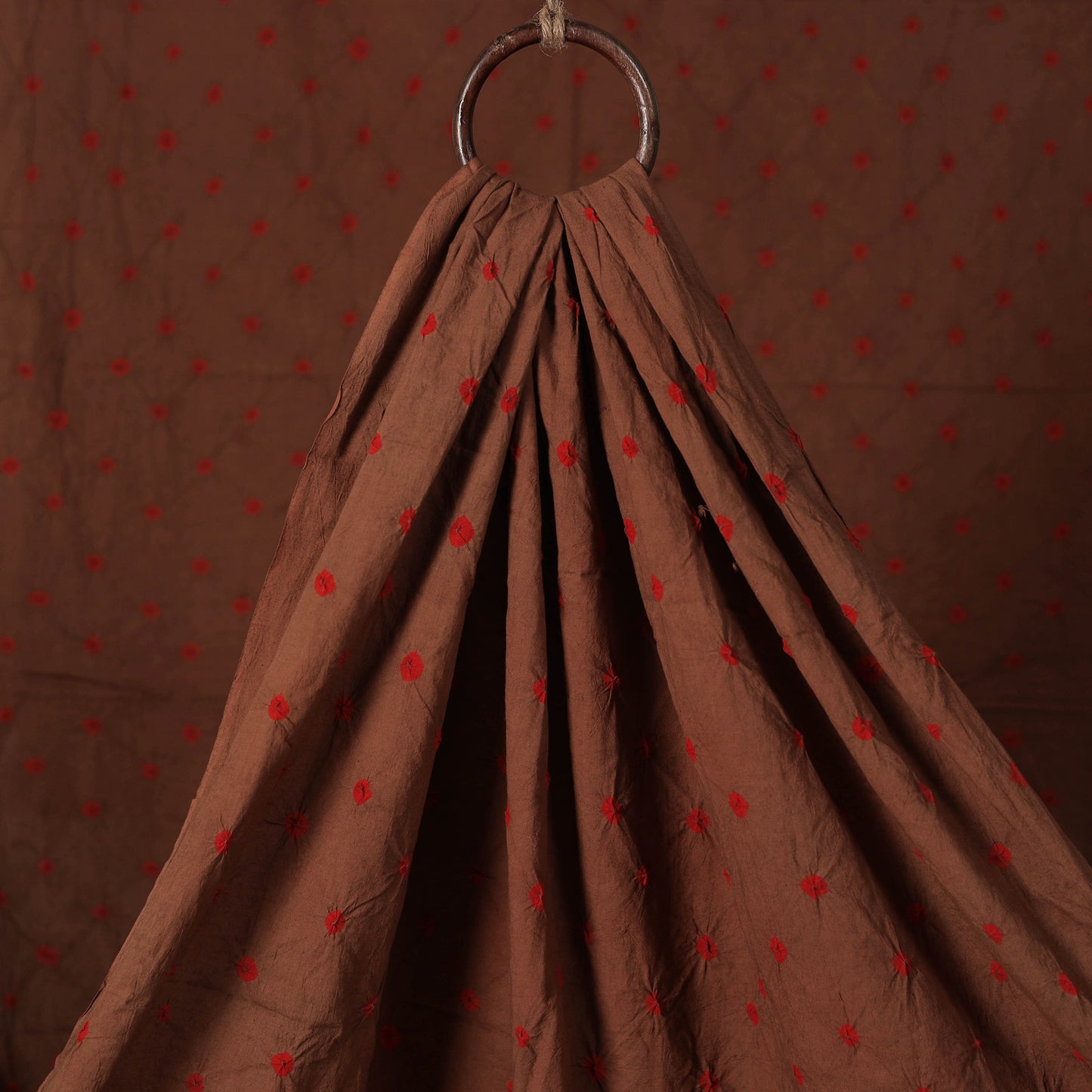 Brown - Kutch Bandhani Tie-Dye Pure Mul Cotton Fabric 19