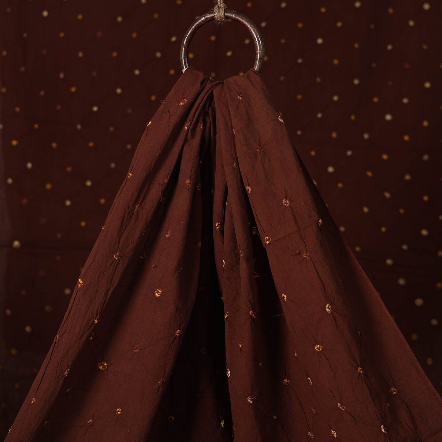 Brown - Kutch Bandhani Tie-Dye Pure Mul Cotton Fabric 17