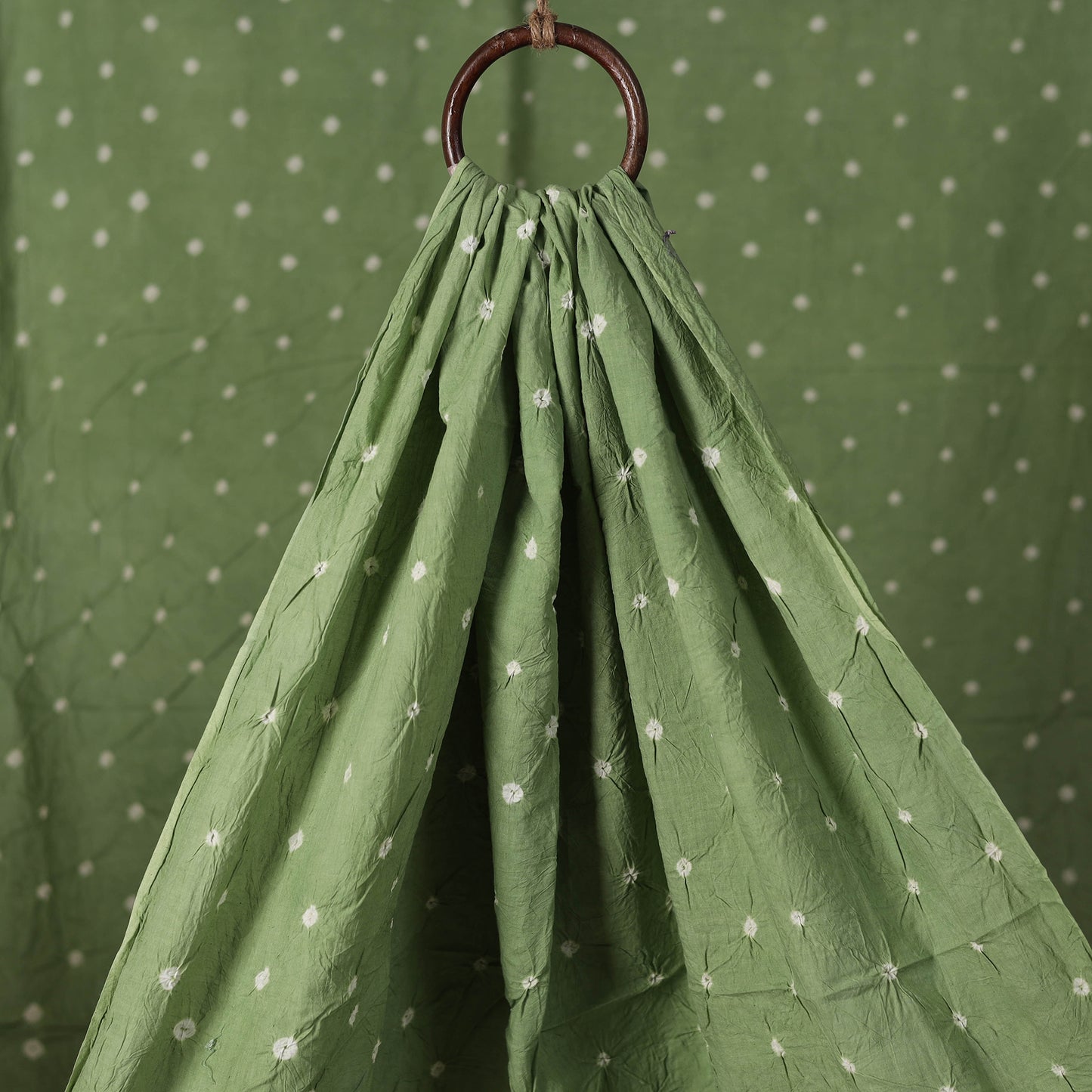 Green - Kutch Bandhani Tie-Dye Pure Mul Cotton Fabric 16