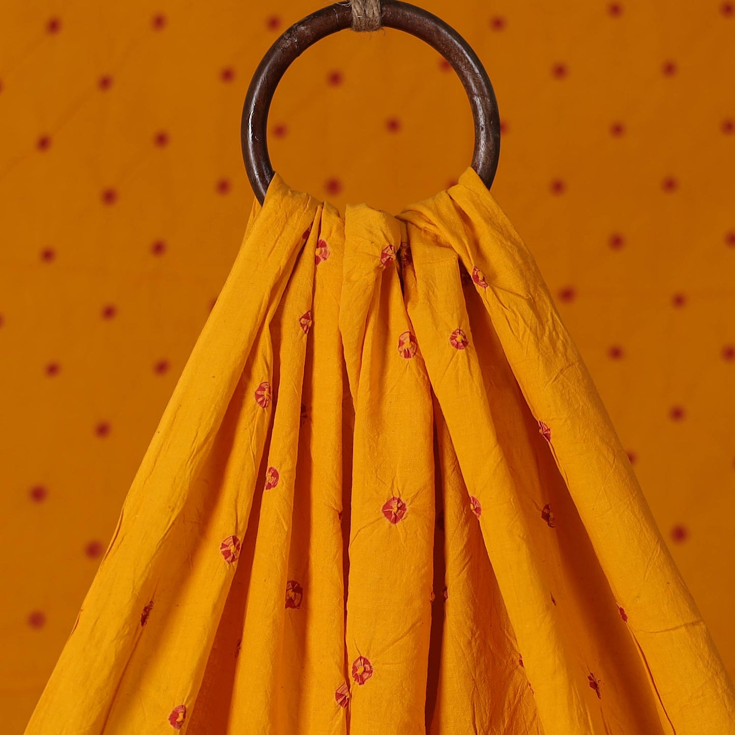 Yellow - Kutch Bandhani Tie-Dye Pure Mul Cotton Fabric 11