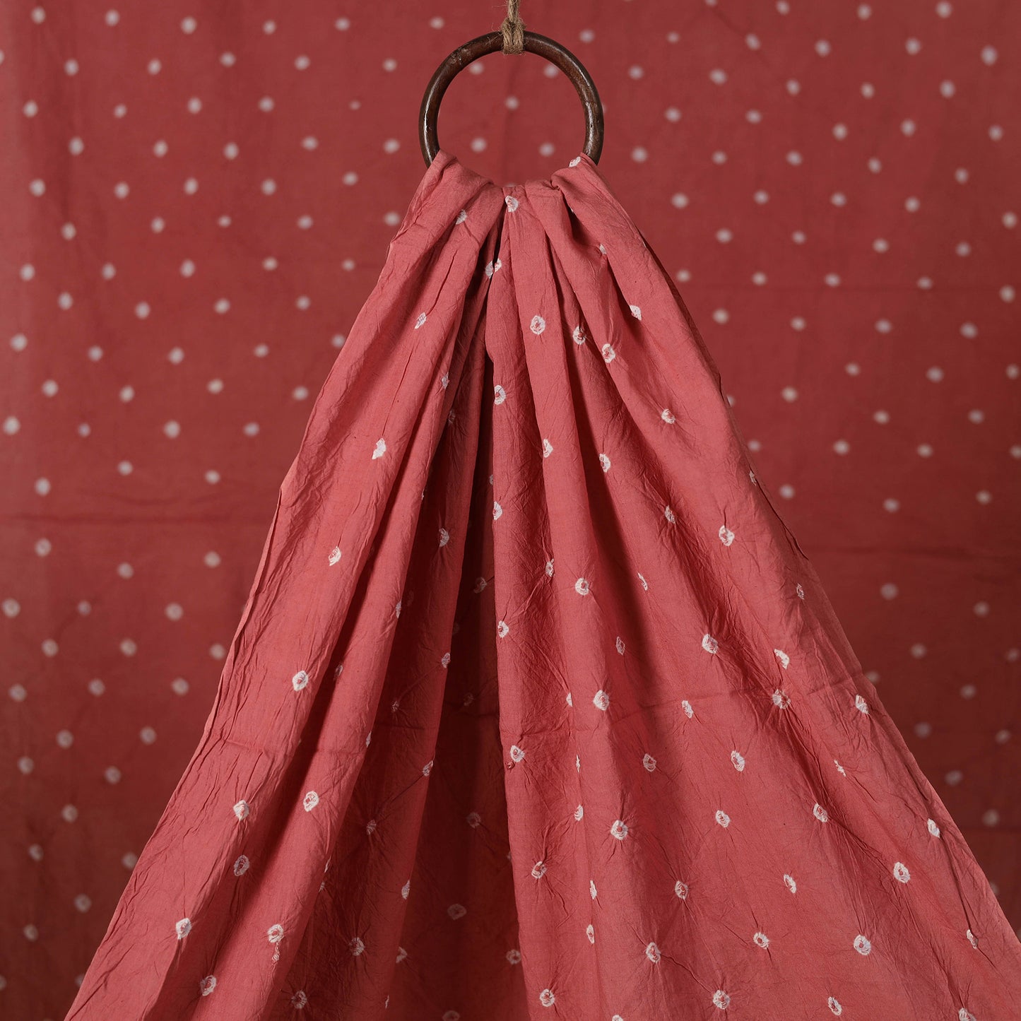 Peach - Kutch Bandhani Tie-Dye Pure Mul Cotton Fabric 10