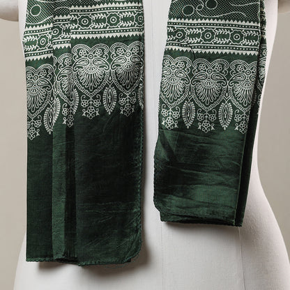 Green - Ajrakh Printed Mashru Silk Stole 28