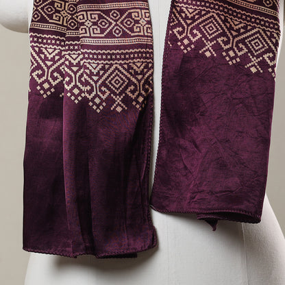 Purple - Ajrakh Printed Mashru Silk Stole 45