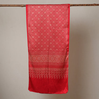 Red - Ajrakh Printed Mashru Silk Stole 33