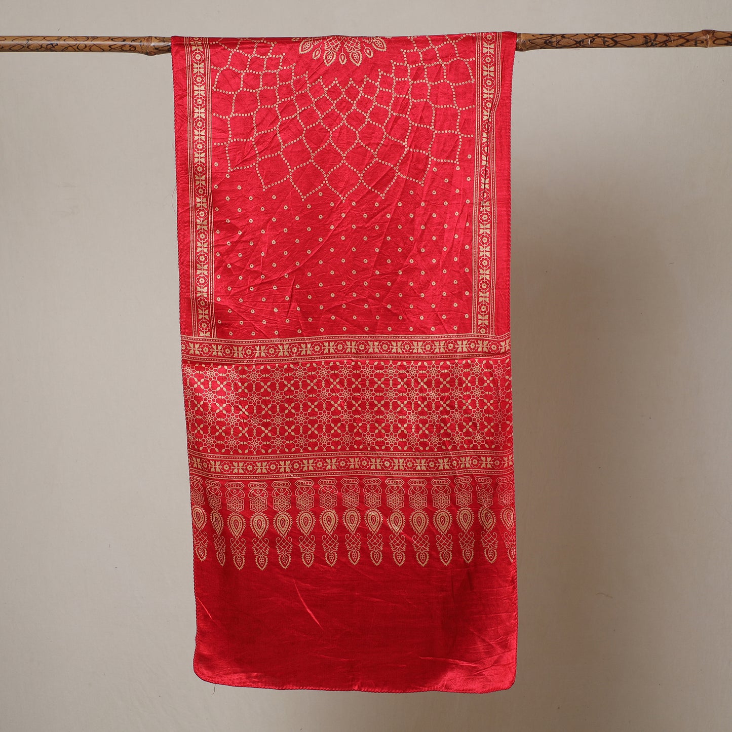 Red - Ajrakh Printed Mashru Silk Stole 29