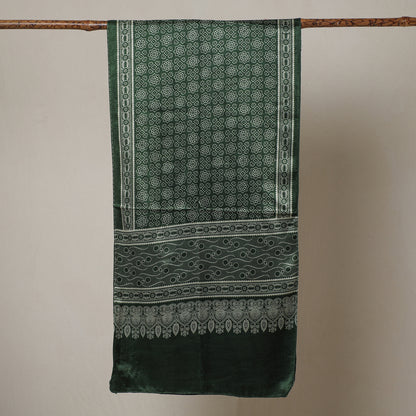 Green - Ajrakh Printed Mashru Silk Stole 28