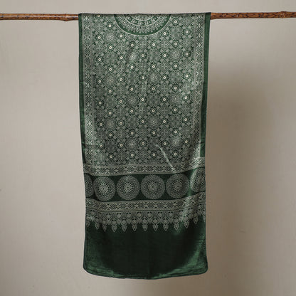 Green - Ajrakh Printed Mashru Silk Stole 26