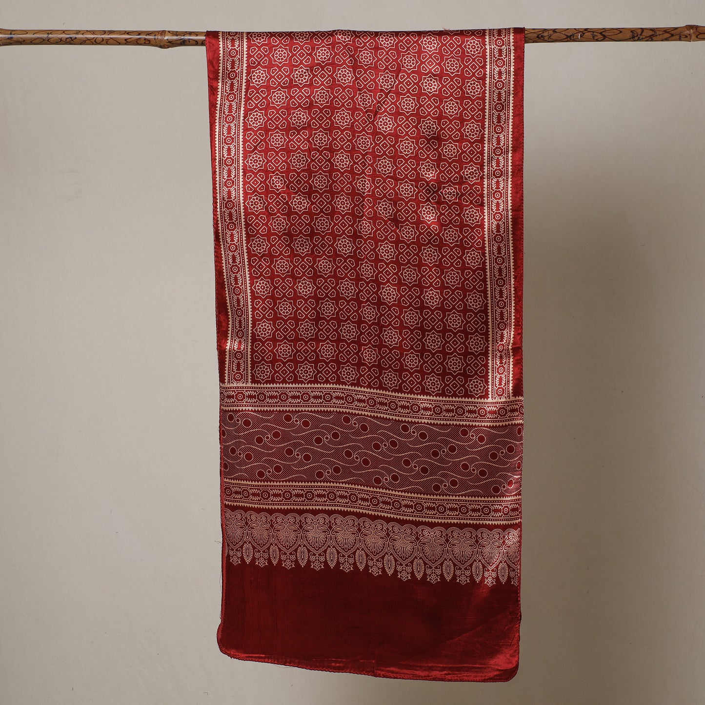 Red - Ajrakh Printed Mashru Silk Stole 11