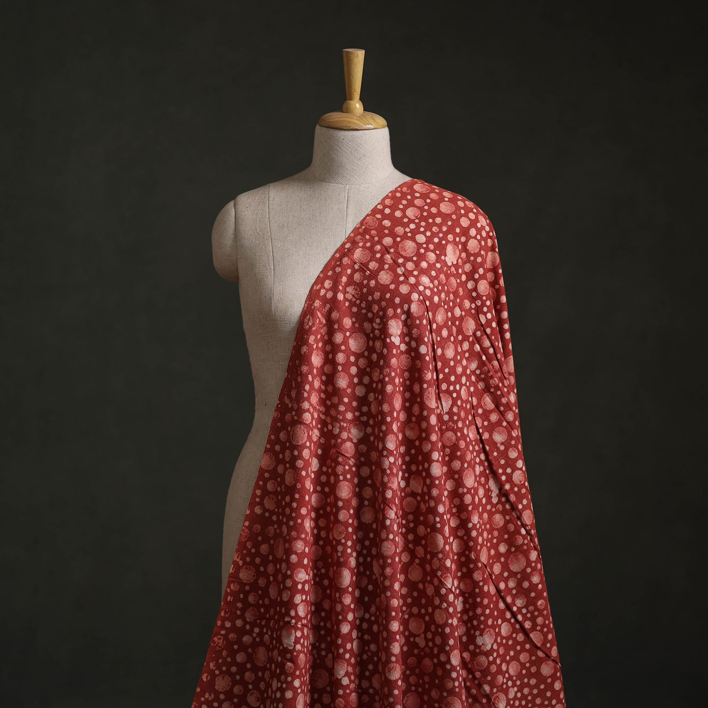 Red - Authentic Kutch Hand Block Batik Print Pure Handwoven Natural Dyed Kala Cotton Fabric 71