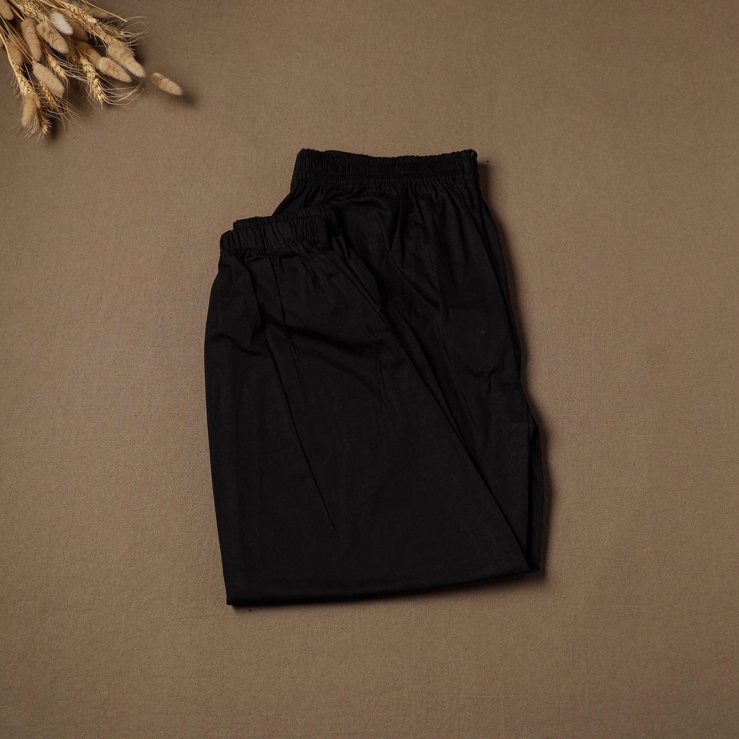 Black - Cotton Lycra Elasticated Plain Pant for Women 10