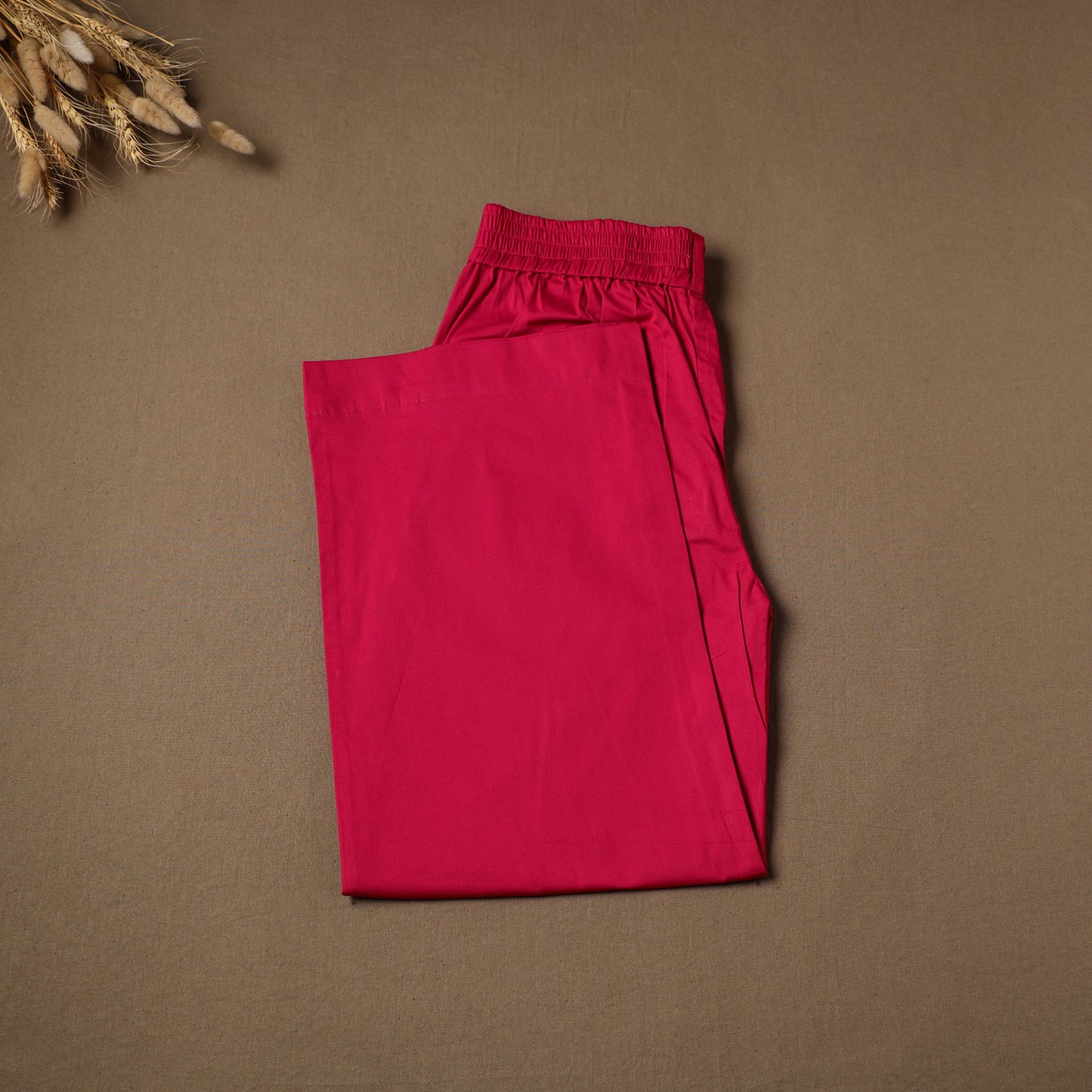 Pink - Cotton Lycra Elasticated Plain Pant for Women 02